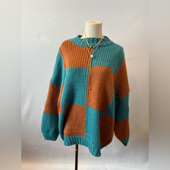 Dressed in LALA Sweaters - Dressed In LALA Checkered Sweater S/M Majorly Oversized